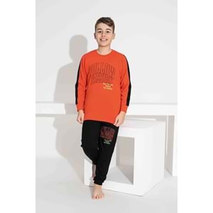 Tarık 6-11 Yaş Erkek Çocuk Follow Fashion Pijama 3915200 - TURUNCU