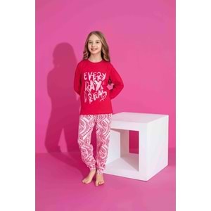 Tarık 10-15 Yaş Kız Çocuk Pijama Fashion Dream 2965250 - KOYU PEMBE