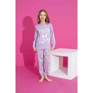 Tarık 10-15 Yaş Kız Çocuk Pijama Fashion Dream 2965250 - LİLA
