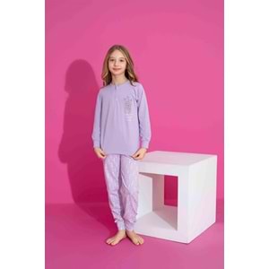 Tarık 10-15 Yaş Kız Çocuk Pijama Çiçekli 2963250 - LİLA