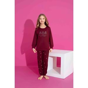 Tarık 5-9 Yaş Kız Çocuk Pijama Yıldız 2957200 - GÜL KURUSU