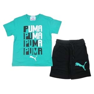 Puma Baskılı Erkek 4-14 Yaş Şortlu Takım-23275215 - YEŞİL