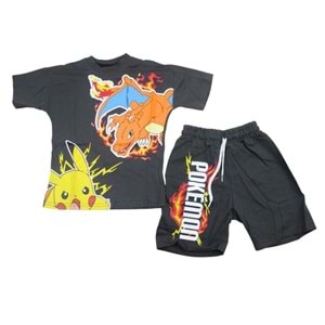 Jeliboom Pikachu 4-10 Yaş Erkek Şortlu Takım-0196 - FÜME