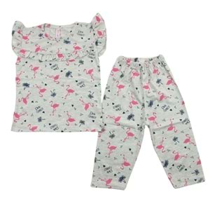 Pembix 3-7 Yaş Taytlı Penye Takım Flamingo - GRİ
