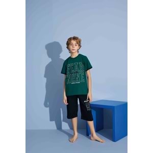 Tarık 6-11 Yaş Erkek Çocuk Kapri Pijama Takım 3922210 - YEŞİL