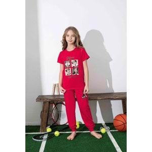 Tarık 6-11 Yaş Kız Çocuk Pijama Takımı 3008210 - KIRMIZI