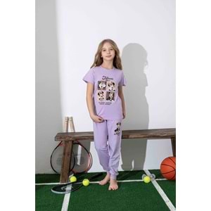 Tarık 6-11 Yaş Kız Çocuk Pijama Takımı 3008210 - MOR