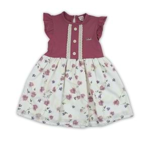 3-6 Yaş Kız Penye Elbise 6957257 - KOYU PEMBE