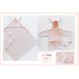 Bebessi Bebek 3lü Bornoz Seti-3968531 - PEMBE