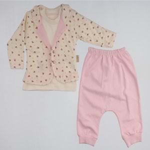 Babyim 3-6-9 Kız Çiçekli 3lü Takım-2109224 - KREM