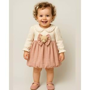 Cayzen 6-24 Ay Kız Müslin Elbise-5011425 - PEMBE