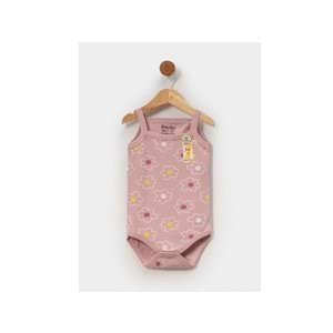 Babytoo 1-3 Yaş Bebek İp Askılı Çıtçıtlı Badi Çiçekli-7305051 - PEMBE