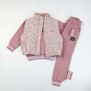 Yavrucak Youre Loved Yelekli Kız 5/8 Yaş 3lü Takım-6052599 - PEMBE