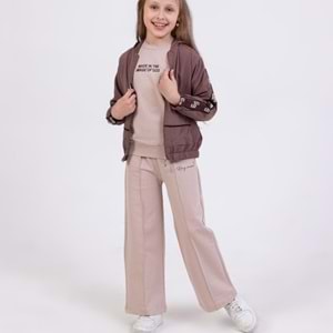 Yavrucak Kapşon Ceketli Kız 5/8 Yaş 3lü Takım-6062599 - KAHVERENGİ