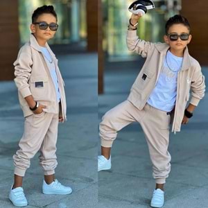 3-12 Yaş Erkek Wow Baskılı 3lü Eşofman Takım- 60275680 - KAHVERENGİ