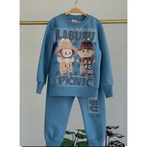 3-10 Yaş Erkek Labubu Eşofman Takım- 8189245 - MAVİ