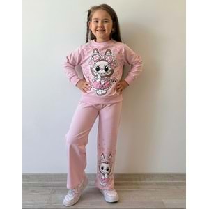 3-10 Yaş Labubu Kız Eşofman Takım- 8186245 - AÇIK PEMBE