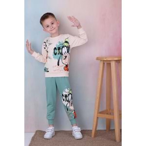 7242-2100 Goofy 2li Eşofman Takım - YEŞİL