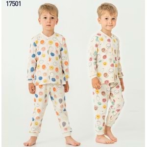 Miniworld Erkek 3-6 Yaaş Smile Çıtçıtlı Pijama Takımı-17501175 - BEJ