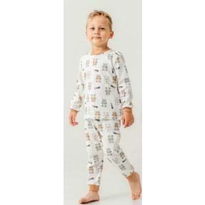 Miniworld Erkek 6-24 Aylık Bear Baskılı Sıfır Yaka Pijama Takımı-18739145 - KREM - KAHVERENGİ