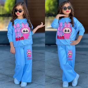 3-10 Yaş Labubu Kız İkili Takım- 6438245 - MAVİ