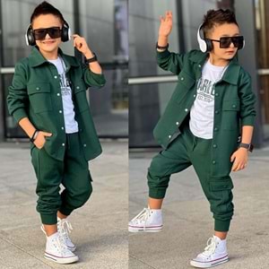 3-12 Yaş Erkek Fearles Baskılı 3lü Eşofman Takım- 60276750 - YEŞİL