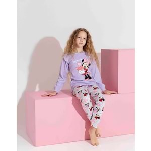 Tarık 5-9 Yaş Kız Çocuk Minie Baskılı İnterlok Pijama Takımı 3202270 - LİLA