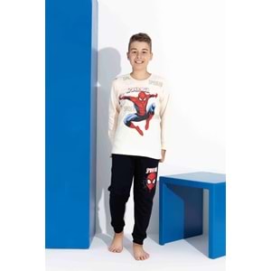 Tarık 5-9 Yaş Erkek Çocuk Spıderman Baskılı İnterlok Pijama Takımı 4132270 - BEJ