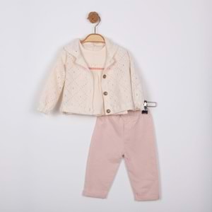 Minino Kız Dantelli Hırkalı Takım-1601310 - SOMON