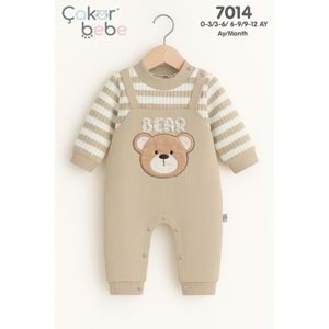 Çakar Bebe 3-12 Aylık Çizgili Erkek Tulum-7014145 - BEJ