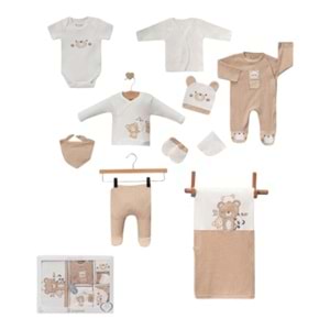 Cayzen Waffle Ayıcık Nakışlı 10 Parça Hastane Çıkışı 3002635 - AÇIK KAHVE