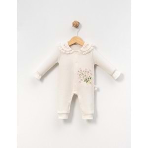 Çakar Bebe 3-12 Aylık Çıtır Nakışlı Tulum -8027140 - KREM