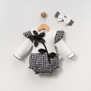 Çakar Bebe 6-18 Aylık Kaz Ayaği Güllü Romper-8036178 - BEYAZ