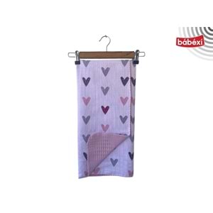 Oyalı Kalp Desen Pikeli Müslin Kız-412390220