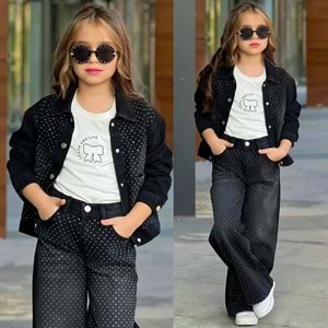 Taşlı Kotlu Takım 5-14 Yaş-251481100 - SİYAH