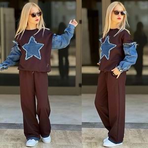 Kot Yıldız Detaylı Kız İkili Takım 5-14 Yaş-13268780 - KAHVERENGİ