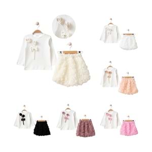 Lumia Fiyonklu Güllü Lase Etekli Kız Takım 2-5 Yaş-4131252 - SİYAH