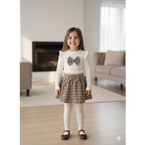 Deco Taşlı Fiyonklu Etekli Takım 9-24 Aylık-56439219 - KAHVERENGİ