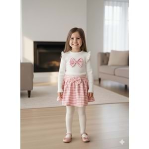 Deco Taşlı Fiyonklu Etekli Takım 9-24 Aylık-56439219 - PEMBE