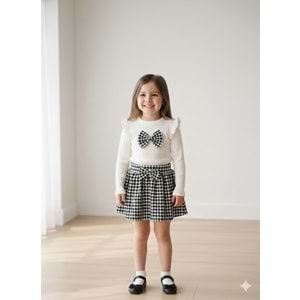 Deco Taşlı Fiyonklu Etekli Takım 9-24 Aylık-56439219 - SİYAH