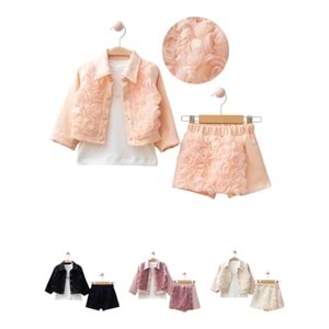 Lumia Çiçek Desenli Ceketli 3 lü Takım 2-5 Yaş-4132435 - GÜL KURUSU