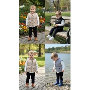 Hippıl Enjoy Yazılı Yelekli 3 Lü Erkek Takım 1-4 Yaş -7065698 - GRİ