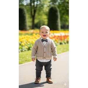 Iggy Örgü Hırkalı Papyonlu 3 Lü Erkek Takım 6-24 Aylık-126019627 - BEJ