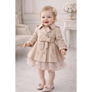 Bebiço Kız Trençkotlu Elbiseli Külotlu Çoraplı 3 lü Takım 6-24 Aylık -5415640 - KAHVERENGİ