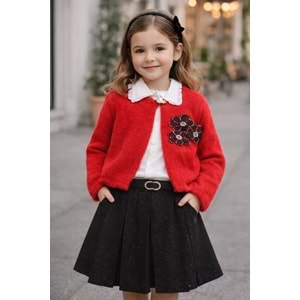 Miss Melinda Puanlı Etekli 3 lü Takım 9-12 Yaş-360770 - KIRMIZI