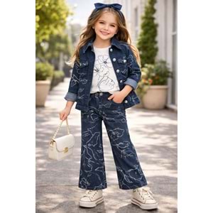 Miss Melinda Pantolonu Çiçekli Ceketli 3 Lü Takım 9-12 Yaş-319735 - GÜL KURUSU