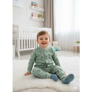 Miniworld Erkek 6-24 Aylık Uzay Baskılı Çıtçıtlı Pijama Takımı-18836169 - AÇIK YEŞİL