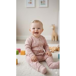 Miniworld Kız 6-24 Aylık Ayıcık Baskılı Çıtçıtlı Yaka Pijama Takımı-18728169 - PUDRA