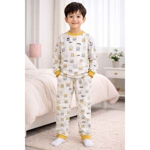 Miniworld Erkek 10-12 Yaş Bear Baskılı Sıfır Yaka Pijama Takımı-19084299 - HARDAL