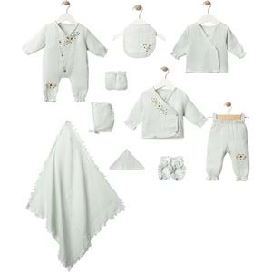 10 Lu Müslin Lüx Kız Zıbın Seti 0-3 Aylık -438642807 - SU YEŞİLİ - 0-3 AY